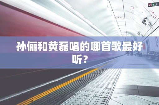 孙俪和黄磊唱的哪首歌最好听？