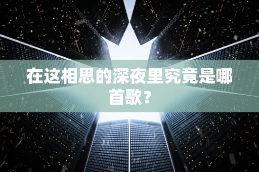 在这相思的深夜里究竟是哪首歌？