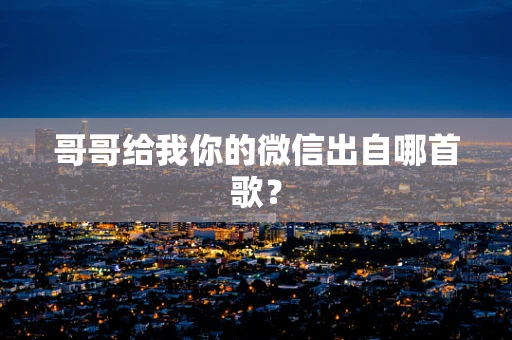 哥哥给我你的微信出自哪首歌？