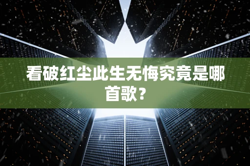 看破红尘此生无悔究竟是哪首歌？
